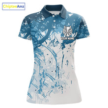 Load image into Gallery viewer, Personalized Blue Grunge Darts Jerseys For Women Custom Darts Team Shirts Polo &amp; Quarter Zip TDM5895