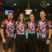 Load image into Gallery viewer, Red 8 Ball Thunder Lightning Tiger Billiard Shirt For Women Custom Pool Team Jersey Polo, 1/4 Zip TDM6037