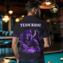 Load image into Gallery viewer, Personalized Purple Smoke Skull Billiard Shirts For Men Custom Grim Reaper Billiard Jerseys TDM3870