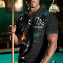 Load image into Gallery viewer, Personalized Turquoise Smoke Skull Billiard Shirts For Men Custom Grim Reaper Billiard Jerseys TDM3871