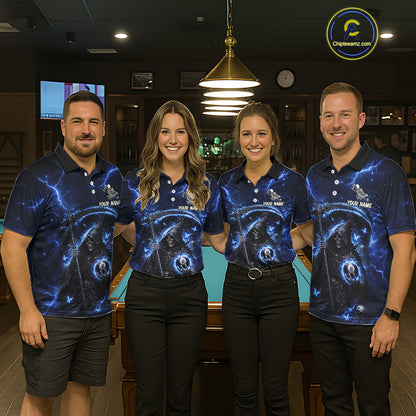 Blue 8 Ball Pool Grim Reaper Billiard Shirt For Women Custom Billiard Team Jersey Polo & 1/4 Zip TDM6300