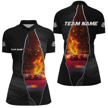 Load image into Gallery viewer, Custom Black Billiard Balls Fire 3D Printed Women Polo &amp; Quarter-Zip Shirt, Billiard Apparel Clothing TDM1775