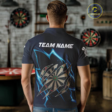 Load image into Gallery viewer, Personalized Thunder Lightning Dark Navy Darts Shirt For Men Custom Funny Darts Team Jerseys TDM4336