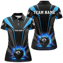 Load image into Gallery viewer, Personalized Lightning 8 Ball Pool Billiard Shirts For Women Custom Blue Billiard Team Jerseys TDM2193