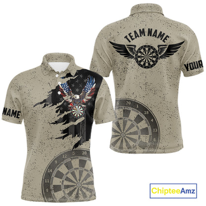 Eagle Retro American Flag Patriotic Darts Shirts For Men Custom Darts League Team Jersey TDM7189