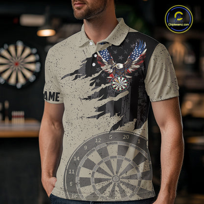 Eagle Retro American Flag Patriotic Darts Shirts For Men Custom Darts League Team Jersey TDM7189