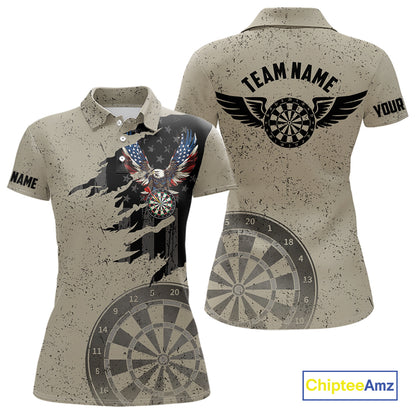 Eagle Retro American Flag Patriotic Darts Shirts For Women Custom Darts League Team Jersey TDM7189