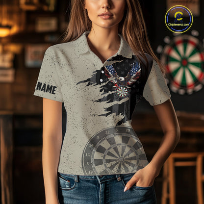 Eagle Retro American Flag Patriotic Darts Shirts For Women Custom Darts League Team Jersey TDM7189