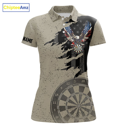 Eagle Retro American Flag Patriotic Darts Shirts For Women Custom Darts League Team Jersey TDM7189