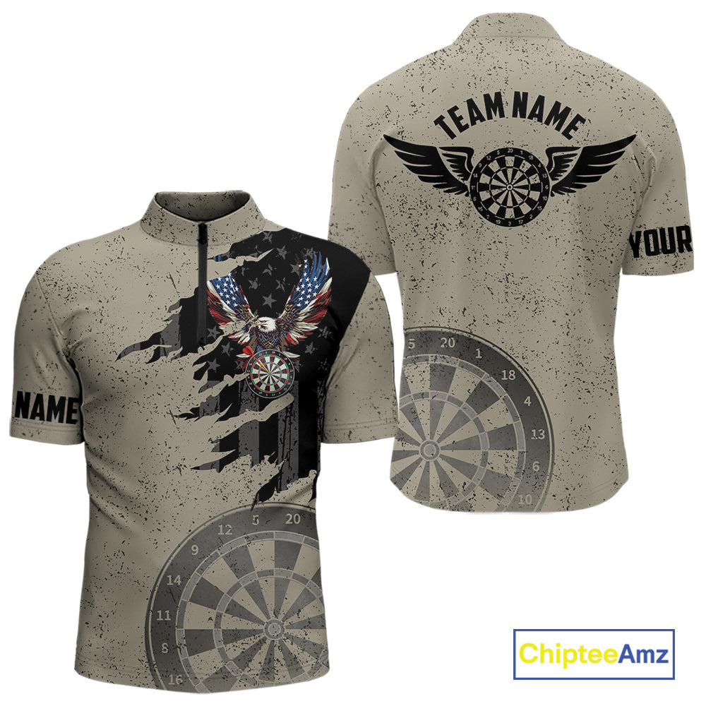 Eagle Retro American Flag Patriotic Darts Shirts For Men Custom Darts League Team Jersey TDM7189