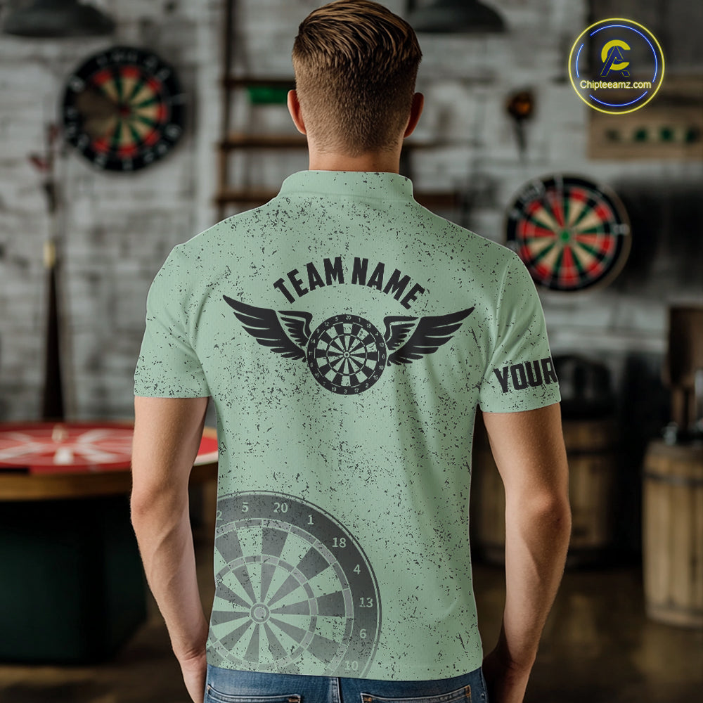 Eagle Retro American Flag Patriotic Darts Shirts For Men Custom Darts League Team Jersey | Green TDM7191