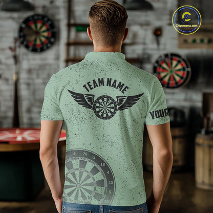 Eagle Retro American Flag Patriotic Darts Shirts For Men Custom Darts League Team Jersey | Green TDM7191