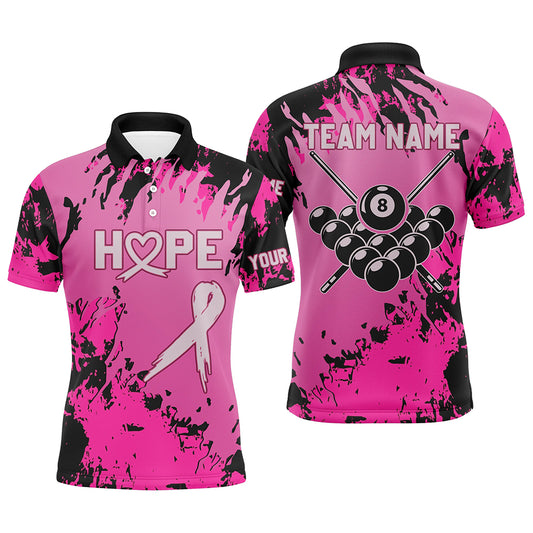 Breast Cancer Awareness Pink Camo Personalized Billiard Men Polo Shirts Custom Billiard Jerseys TDM0323