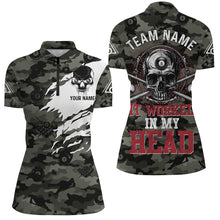 Load image into Gallery viewer, Billiard Skull It Worked In My Head Custom Camo Women Billiard Shirts, Funny Saying Billiard Jerseys TDM2705