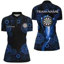Load image into Gallery viewer, Blue Darts Gearwheel Pattern Custom Dart Shirts For Women, Dart Jerseys Darts League Team Uniform TDM3188