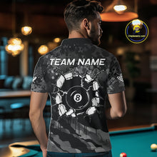 Load image into Gallery viewer, Personalized Grunge Camo Billiard Shirts For Men, 8 Ball Pool Team Jersey Polo &amp; 1/4 Zip TDM5903