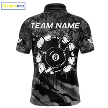 Load image into Gallery viewer, Personalized Grunge Camo Billiard Shirts For Men, 8 Ball Pool Team Jersey Polo &amp; 1/4 Zip TDM5903