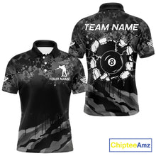 Load image into Gallery viewer, Personalized Grunge Camo Billiard Shirts For Men, 8 Ball Pool Team Jersey Polo &amp; 1/4 Zip TDM5903