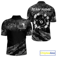Load image into Gallery viewer, Personalized Grunge Camo Billiard Shirts For Men, 8 Ball Pool Team Jersey Polo &amp; 1/4 Zip TDM5903