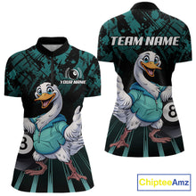 Load image into Gallery viewer, Black And Teal Grunge 8 Ball Pool Billiard Shirt For Women Custom Funny Duck Pool Team Jersey NYN3012