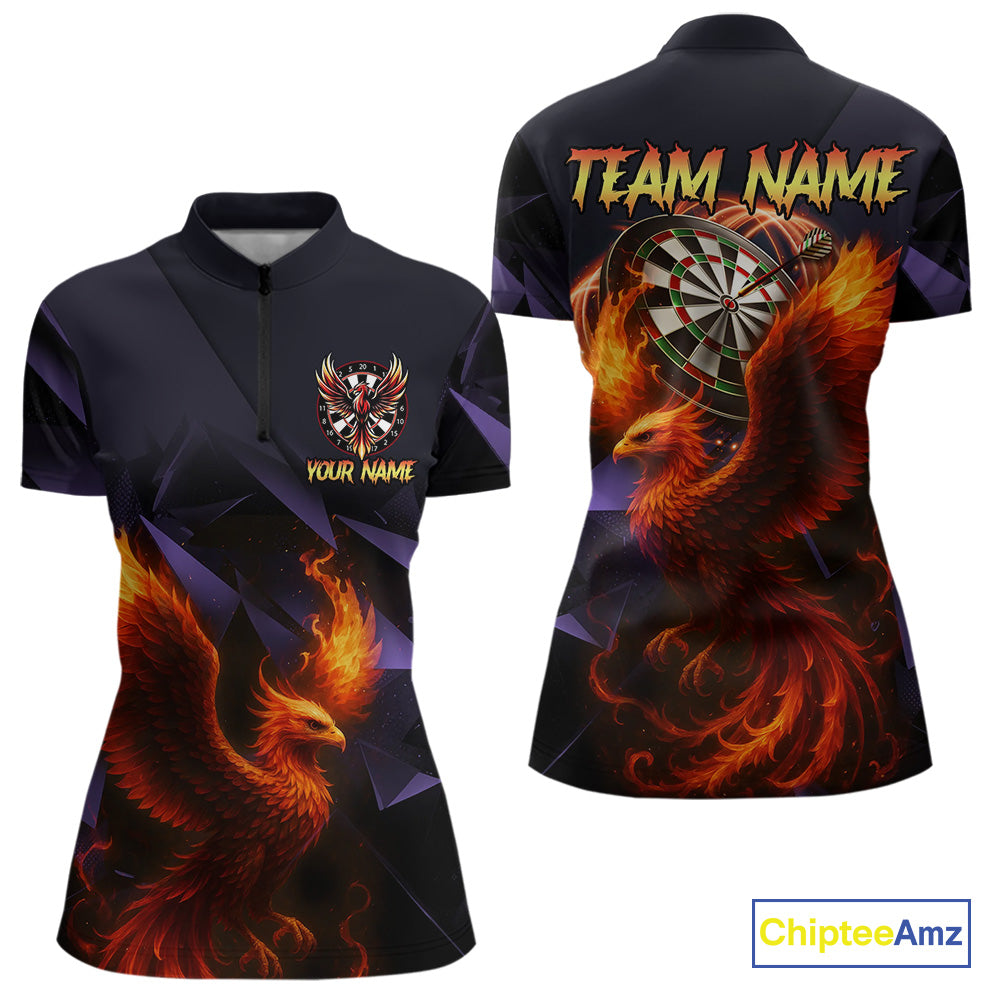 Personalized Phoenix Dartboard 3D Dart Shirts For Women Custom Darts Jerseys Polo & Quarter Zip TDM4164
