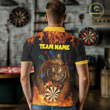 Load image into Gallery viewer, Personalized Fire Flame Tiger Darts Shirt For Men Custom Darts Jersey Team Polo &amp; Quarter Zip TDM6312
