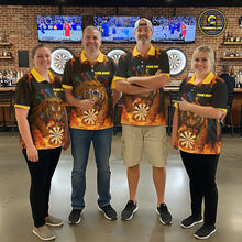 Load image into Gallery viewer, Personalized Fire Flame Tiger Darts Shirt For Women Custom Darts Jersey Team Polo &amp; Quarter Zip TDM6312