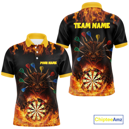 Personalized Dragon Flame Lion Darts Shirt For Men Custom Darts Jersey Team Polo & Quarter Zip TDM6313