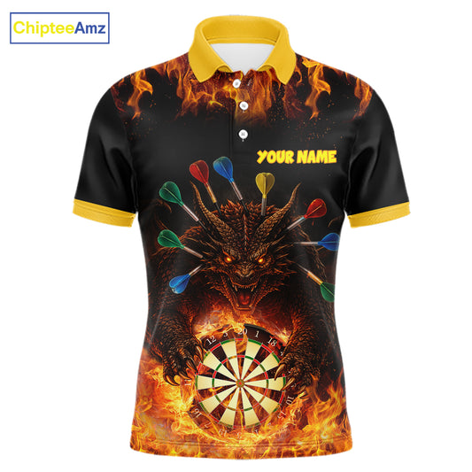 Personalized Dragon Flame Lion Darts Shirt For Men Custom Darts Jersey Team Polo & Quarter Zip TDM6313