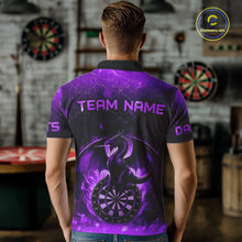 Load image into Gallery viewer, Darts Dragon Fire Flame 3D Printed Darts Shirts For Men Custom Team League Darts Jerseys |Purple TDM4759