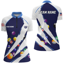 Load image into Gallery viewer, Personalized Billiard Balls Sport Jerseys For Women, Billiard Team Shirts, Pool Jerseys Uniform |Blue TDM2711