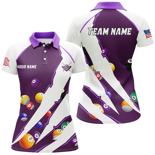 Personalized Billiard Balls Sport Jerseys For Women, Billiard Team Shirts, Pool Jerseys |Purple TDM2712