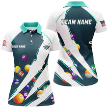 Load image into Gallery viewer, Personalized Billiard Balls Sport Jerseys For Women, Billiard Team Shirts, Pool Jerseys |Turquoise TDM2713