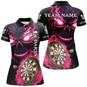 Personalized Pink Darts Board Flame Skull Women Dart Shirts Custom Team League Dart Jerseys Uniform TDM2954