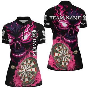 Personalized Pink Darts Board Flame Skull Women Dart Shirts Custom Team League Dart Jerseys Uniform TDM2954