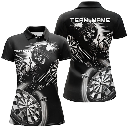 Personalized Black White Grim Reaper Dart Shirts For Women Custom  Dart Jerseys Team Uniform TDM2961
