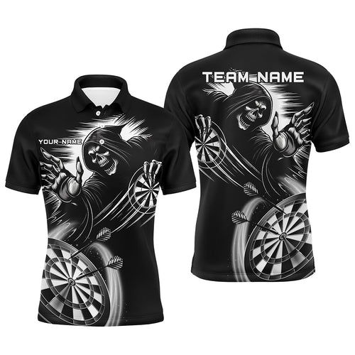 Personalized Black White Death Skeleton Dart Shirts For Men Custom Scary Dart Jerseys Team Uniform TDM2961