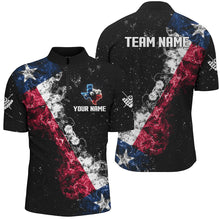 Load image into Gallery viewer, Personalized Black Grunge Texas Flag Smoke Billiard Shirt For Men, Patriotic Texas Billiard Jersey TDM3193