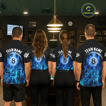 Load image into Gallery viewer, Blue Flaming 8 Ball Billiard Polo &amp; 1/4 Zip For Women Custom Billiard Jersey, Pool Team Shirts TDM5431