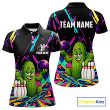 Load image into Gallery viewer, Colorful Bowling Jersey Funny Cactus Bowling Polo &amp; 1/4 Zip For Women Custom Bowling Team Shirts TDM6492