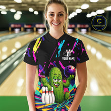 Load image into Gallery viewer, Colorful Bowling Jersey Funny Cactus Bowling Polo &amp; 1/4 Zip For Women Custom Bowling Team Shirts TDM6492