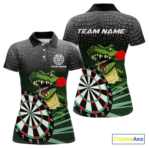 Personalized Green Funny Crocodilian Darts Shirts For Women, Darts Team Jerseys, Darts Gifts TDM4567