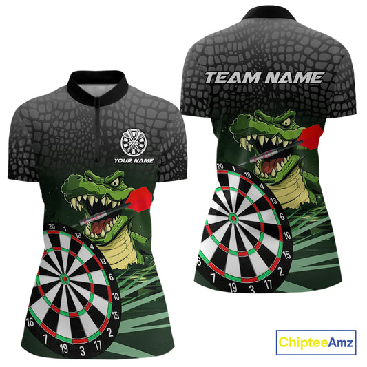 Personalized Green Funny Crocodilian Darts Shirts For Women, Darts Team Jerseys, Darts Gifts TDM4567