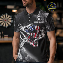 Load image into Gallery viewer, Fire Flame Darts Board American Flag Skull Dart Shirts For Men Custom Darts Team Jerseys |Grey TDM4775