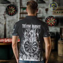 Load image into Gallery viewer, Fire Flame Darts Board American Flag Skull Dart Shirts For Men Custom Darts Team Jerseys |Grey TDM4775