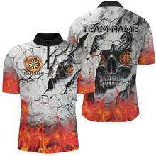 Load image into Gallery viewer, Personalized Skull Crack Pattern Men Dart Shirts Custom Fire Flame Dart Jersey Team Uniform |Orange TDM2971