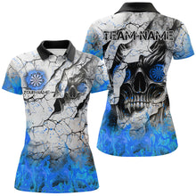 Load image into Gallery viewer, Personalized Skull Crack Pattern Women Dart Shirts Custom Fire Flame Dart Jerseys Team Uniform |Blue TDM2972