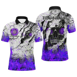 Personalized Skull Crack Pattern Men Dart Shirts Custom Fire Flame Dart Jersey Team Uniform |Purple TDM2973