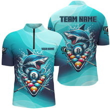 Load image into Gallery viewer, Personalized Blue Pool Ball Shark Billiard Shirts For Men Custom Team League Billiard Jerseys TDM2969