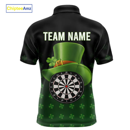 Black And Green St Patrick Day Shamrock Darts Shirt For Men Custom Lucky Darts Team Jersey TDM5705